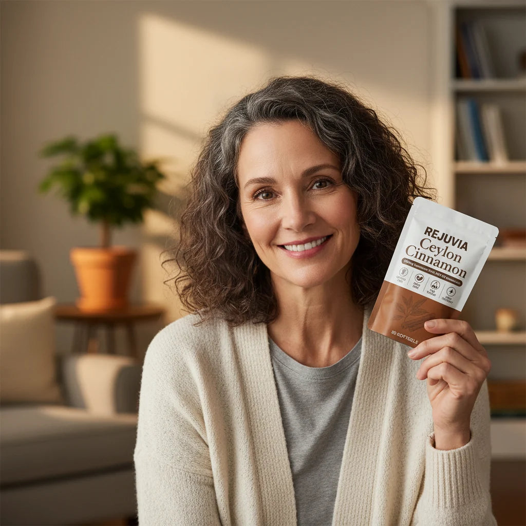 Lisa P. holding Rejuvia Ceylon Cinnamon