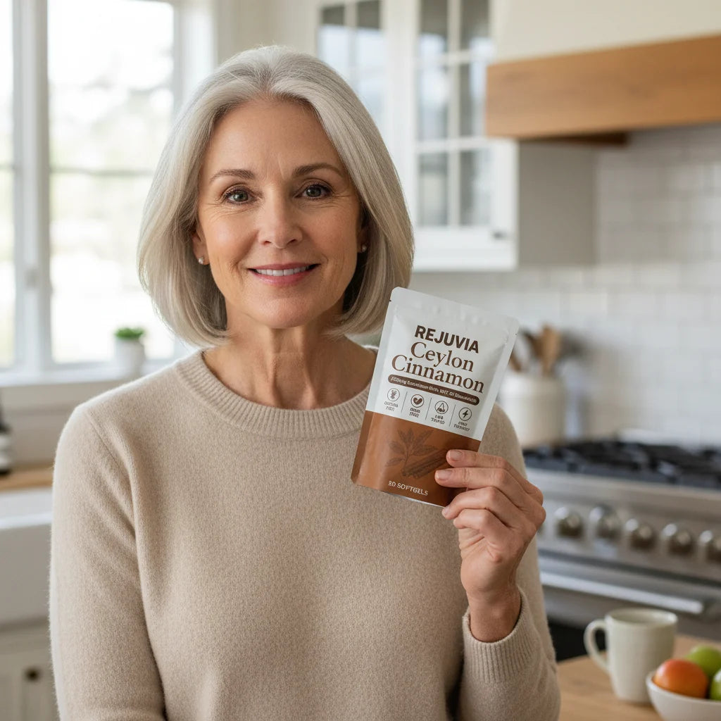 Sarah M. holding Rejuvia Ceylon Cinnamon
